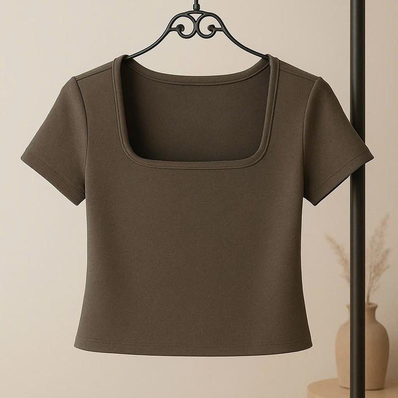  Áo thun cổ Vuông  loại 1 .chất borip mềm mịn 