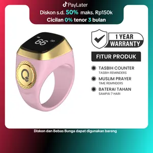 iQibla Zikr Ring Lite E01 Smart Tasbih Digital Hitung Zikir Harian Muslim Modern Baterai Tahan Lama Cincin Zikir Pink