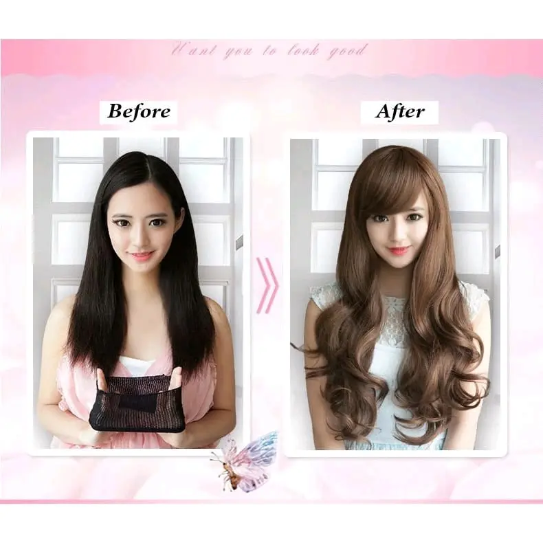 Wig Curly Sintetis Model Baru Panjang 60cm Warna Hitam - Coklat 0