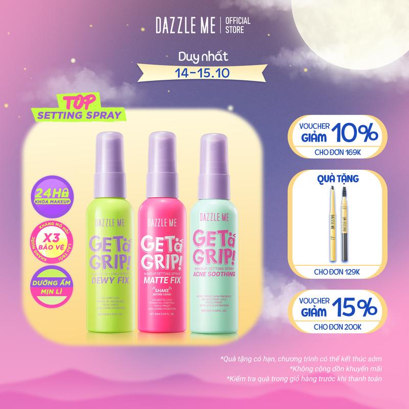 Xịt Khóa Makeup DAZZLE ME Xịt Cố Định Lớp Trang Điểm Nền Lâu Trôi Da Mụn/Nhạy cảm 60ml Cosmetic Nữ Mỹ Phẩm