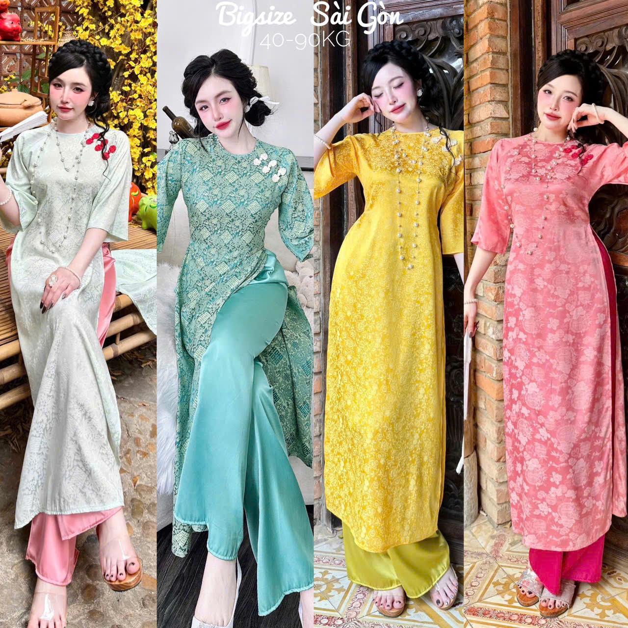 [Tết 2026] Áo Dài Cách Tân Phối Nơ Vải Gấm 2 Da Cao Cấp Quần Vải Latin 40-95Kg Nữ Women Dress Voan - B.1732