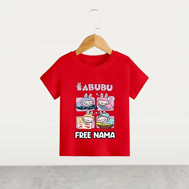 (FREE NAMA) KAOS ANAK UNISEX MOTIF L4BUBU USIA 1-10THN COTTON COMBAD 30S 6