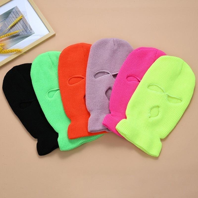 Product Introduction of Mặt Nạ Trượt Tuyết Dệt Kim 3 Lỗ, Che Toàn Mặt, Balaclava Mùa Đông, Ấm Áp, Cho Thể Thao Ngoài Trời, Thời Trang 11