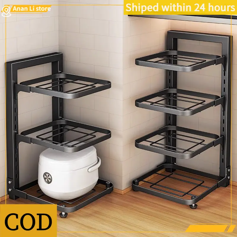【Shiped within 24 hours】High level retractable  Rak Bawah Sinki Rak Letak Barang Dapur Pot Rack Adjustable Under Sink Multipurpose Rack  Kitchen stainless steel rack under sink Multi-layer household cabinets layered inside White