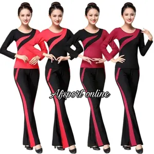 setelan baju senam aerobic zumba gym fitness atasan panjang celana cutbray variasi warnan