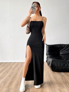 Vestido camisola de color sólido para mujer, vestido sin mangas casual y de moda para uso diario al aire libre, vestido de verano para mujer, ropa de mujer, vestido de cóctel
