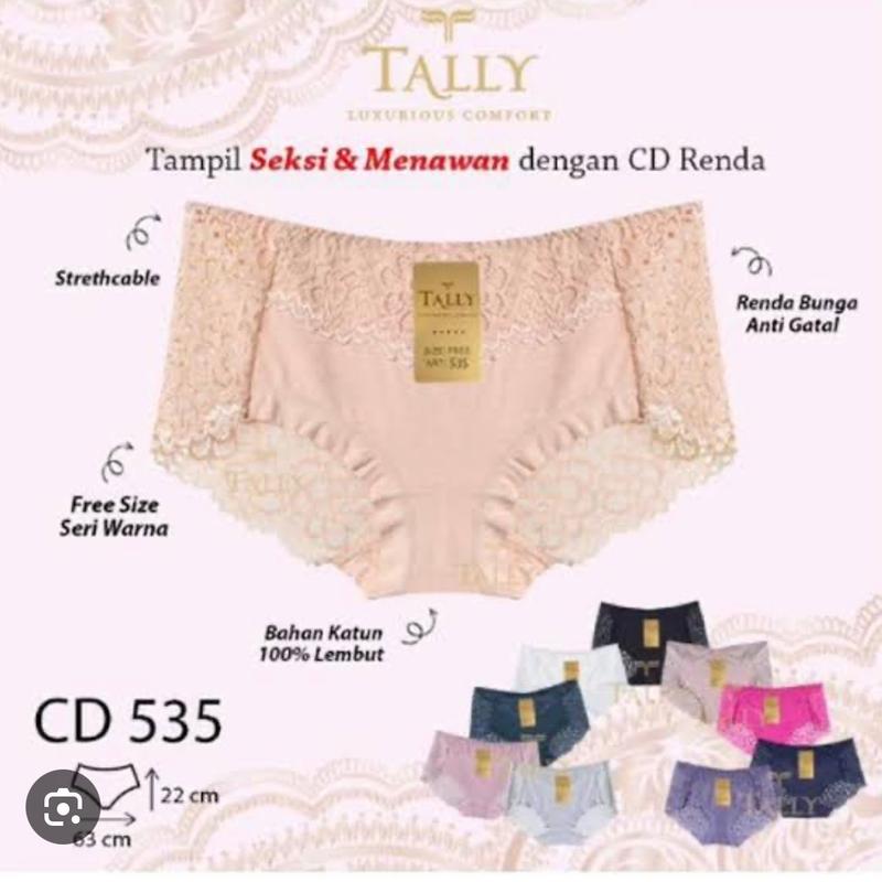 Celana dalam wanita TALLY 535 renda isi 3/6/12pcs Dewasa Katun 0