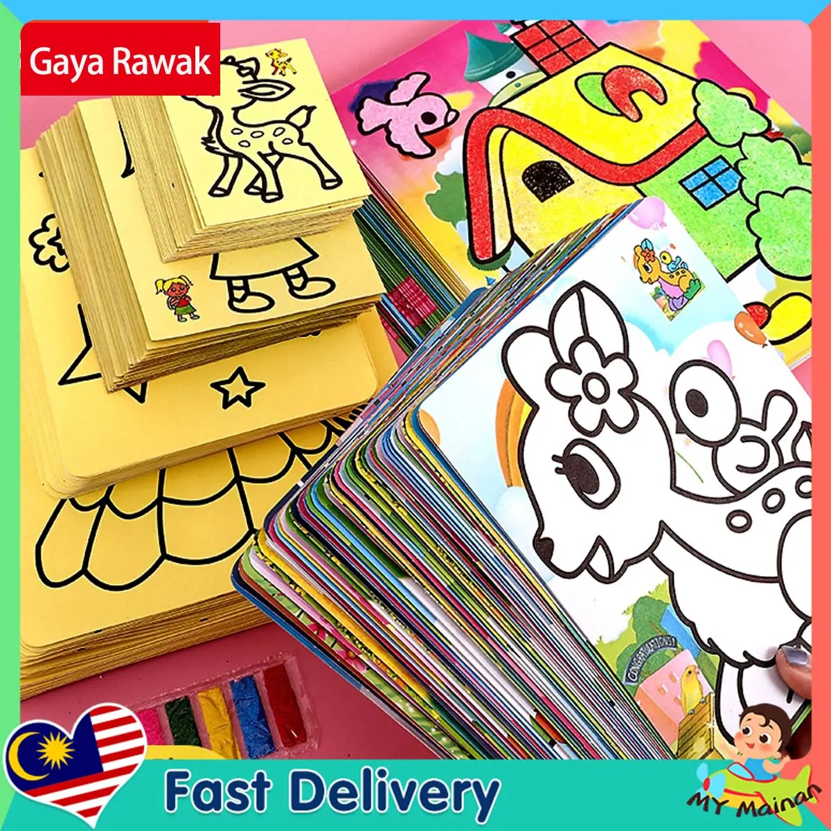 New Child Educational Sand Art Cards Diy Diamond Painting DIY Toy For Kids Color Random