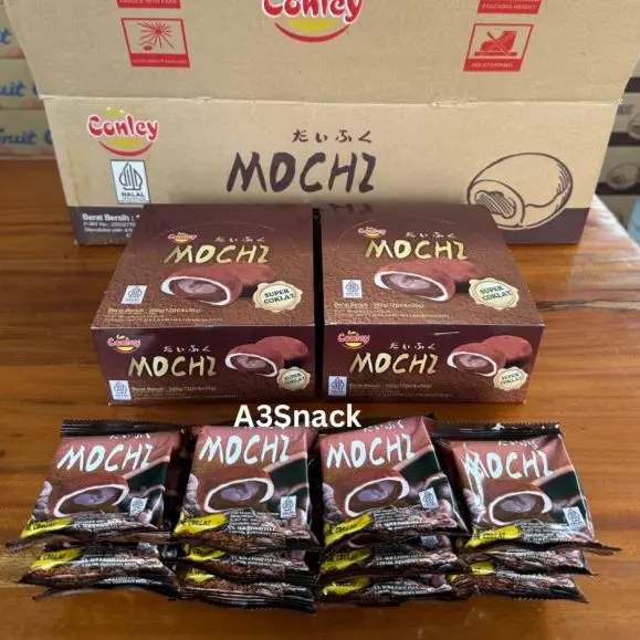 Conley Mochi coklat super coklat lembut dan lumer 1 box isi 12 pcs Snacks Food Cemilan Cokelat Chocolate 0