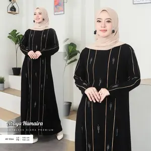 Humaira abaya arabic jet black premium simple elegan Muslim Wanita Gamis Syari Hitam