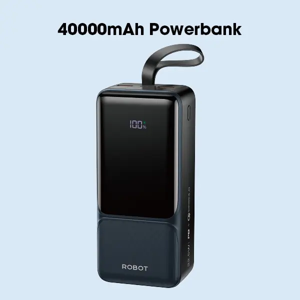 ROBOT RT40 Powerbank 40.000mAh High Capacity Fast Charging 22.5W Fast Charging Powerbank QC3.0 USB-C USB-A Output Garansi Resmi Robot Indonesia 1