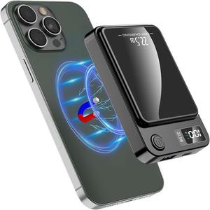 5000mAh 磁気ワイヤレスモバイルパワーバンク、iPhone 15 Pro Max/14 Pro/13/12/Android対応 22.5W/PD20W急速充電ポータブルモバイルパワーバンク