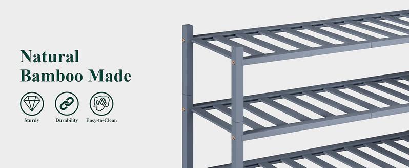 Product Introduction of Shoe Rack, 2/3/4/5/6 Tier Bamboo Shoe Organizer, Stackable Free Standing Wooden Shoe Storage Shelf for Closet, Entryway, Front Door Entrance 13