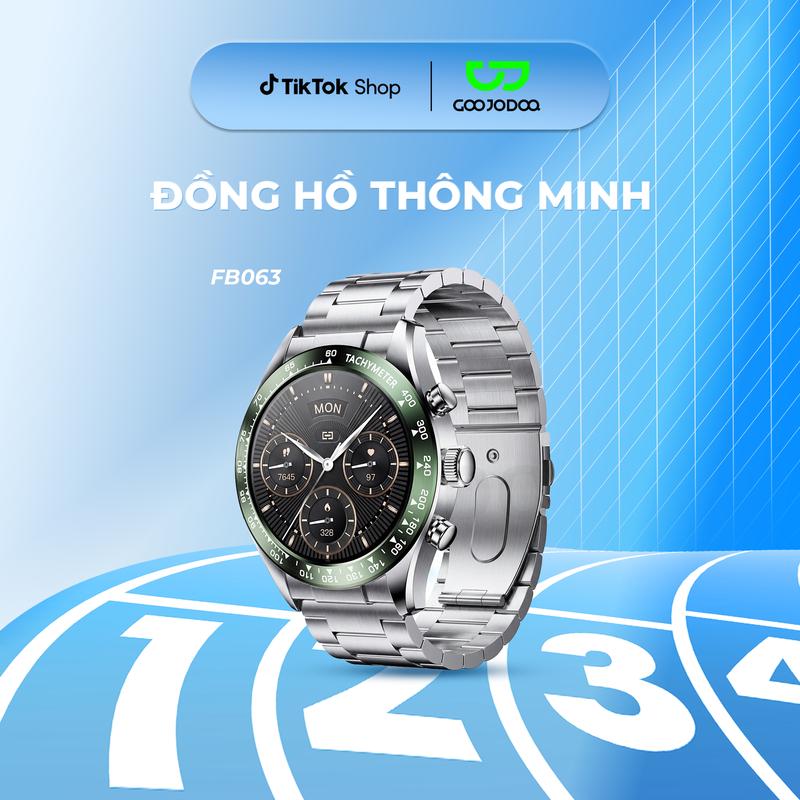 [GOOJODOQ*KOL/KOC] FB063 KHÔNG GẮN SIM  Đồng hồ thông minh ,Phong cách Doanh nhân & Thời trang ,Thép không gỉ cổ điển ,sang trọng ,Màn hình AMOLED HD 1.32 Inch ,Đàm thoại Bluetooth 7 Thông báo ,Theo dõi sức khỏe toàn diện 24/7,Dung lượng pin khủng 350mAh