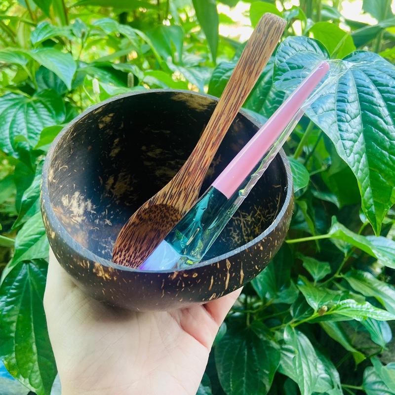  Chén GÁo DỪa . Kèm cọ Hồng 