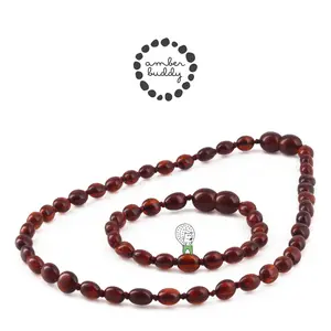 Amber Buddy | XO54DC Kalung & Gelang amber bayi Dark Cognac Glossy - 32cm & 14cm