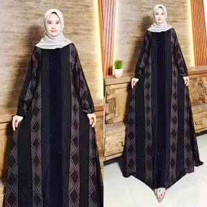 Gamis Abaya Madina Jetblack motif Premium kombinasi payet swaroski Simple mewah elegan