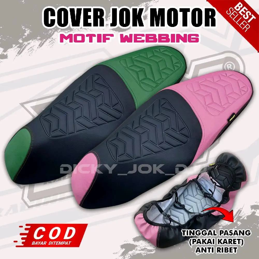 Cover Jok Motor (PAKAI KARET) Anti Ribet MOTIF WEBBING Tinggal Pasang Motor Beat, Vario, Scoopy, Nmax, PCX, Lexi, Adv, Genio, Fino, Stylo