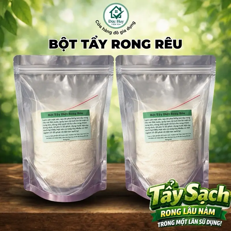 Bột Tẩy Rong Rêu 500g/1000g cho Sân Cỏ/Nền Xi Măng Sạch Sẽ và Đẹp Hơn Làm Sạch