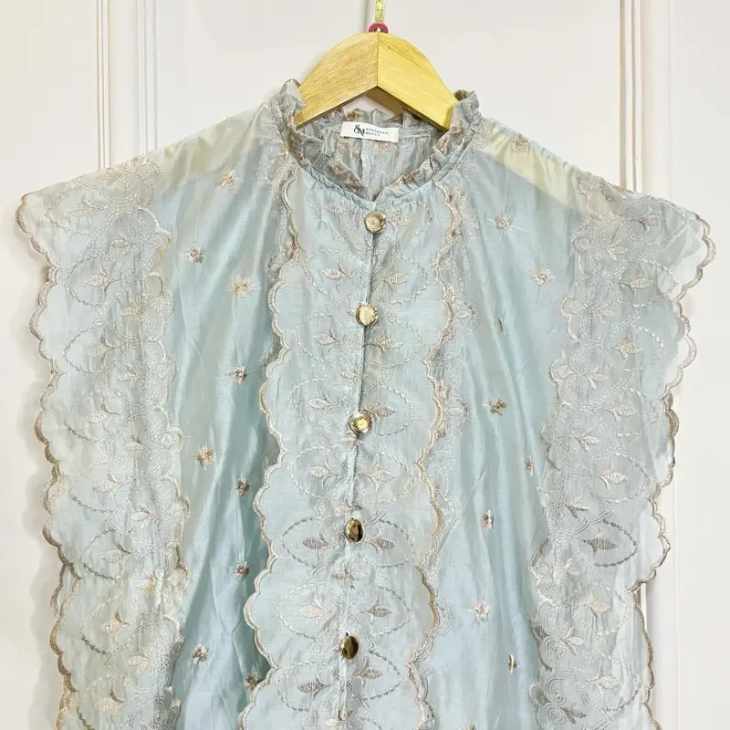 Emily Vest Outer by Syazwana Mecca| Papersilk Tencel Bordir Coquette All Size Tali Samping | Rompi  Wanita  Cantik Atasan 5