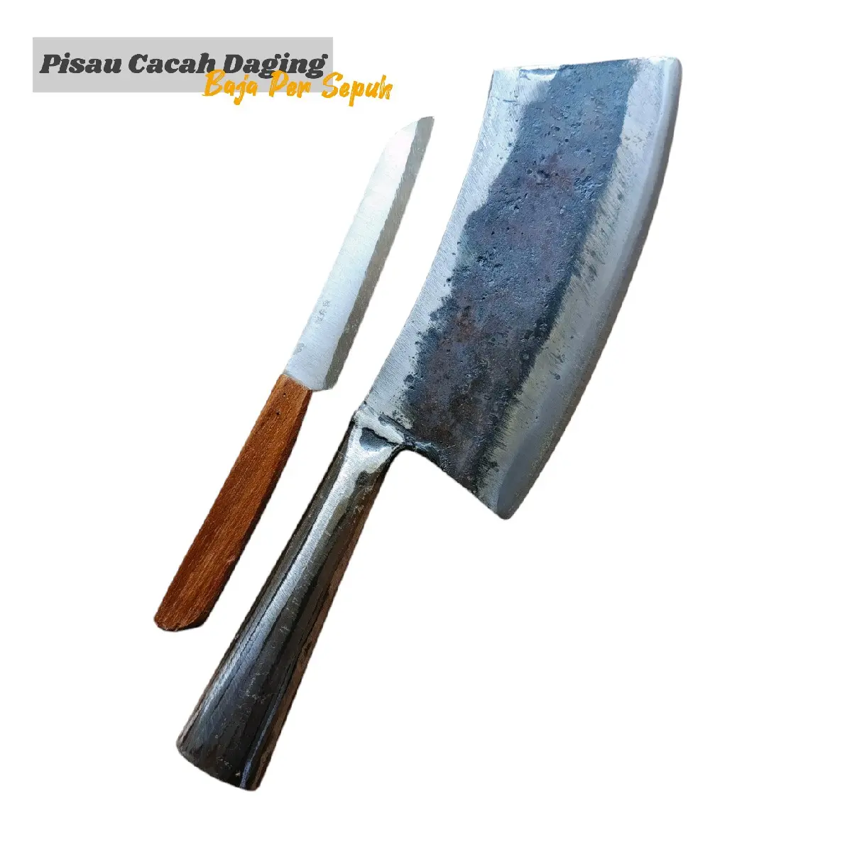 Pisau Cacah Daging dan Tulang Ayam Baja Per Tempa Gagang Besi Kitchenware