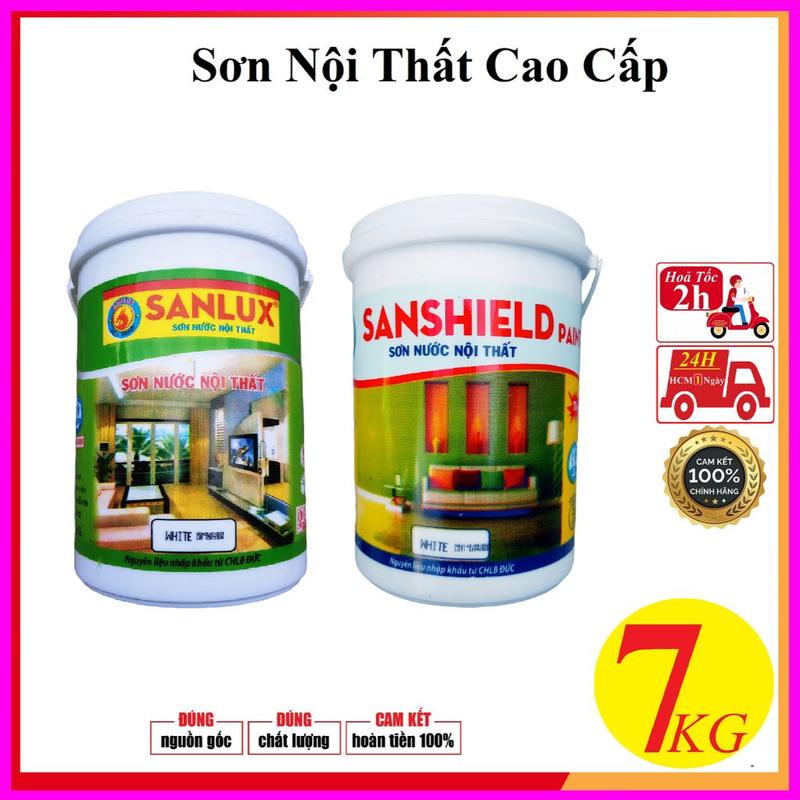 Sơn nước SANLUX & SANSHIELD cao cấp 7kg đủ màu trang trí phòng decor phòng thay giấy dán tường