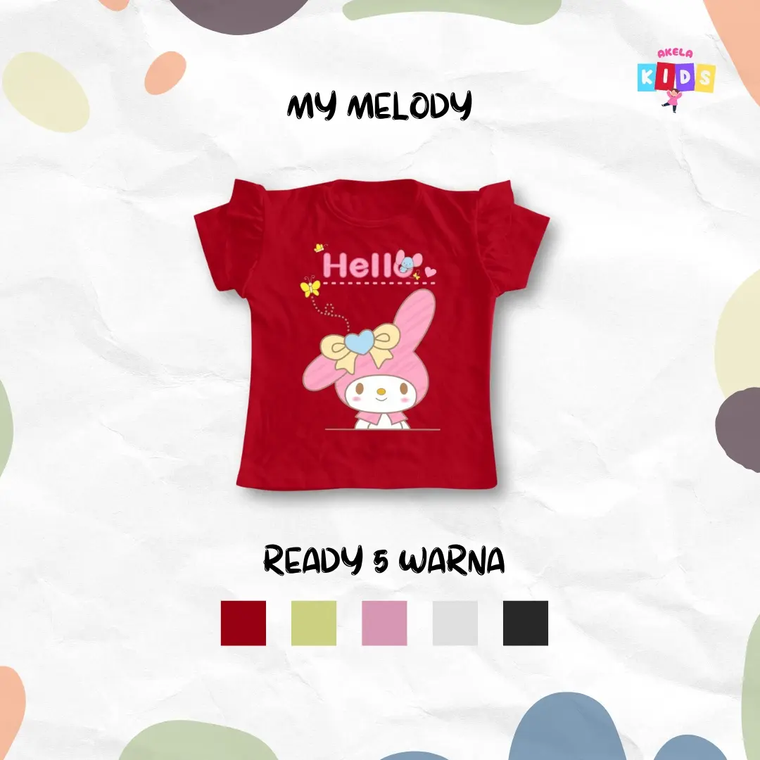 Atasan Anak Perempuan Kaos Lengan Rufle Baju Model Akela Kids Fashion 1th - 8th Bahan Cotton Premium 30s