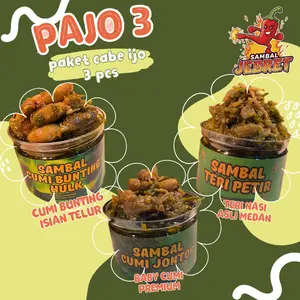 Sambal Jebret Paket Cabe Ijo 3 pcs sambal baby cumi sambal teri