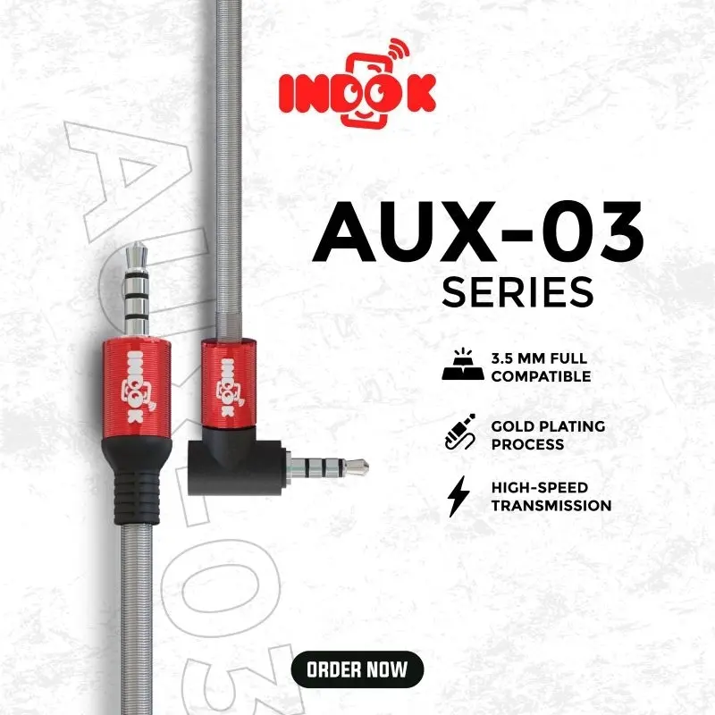 INDO.K Kabel AUX 1x1 Audio Jack 3.5mm Male to Male Cable 100mm