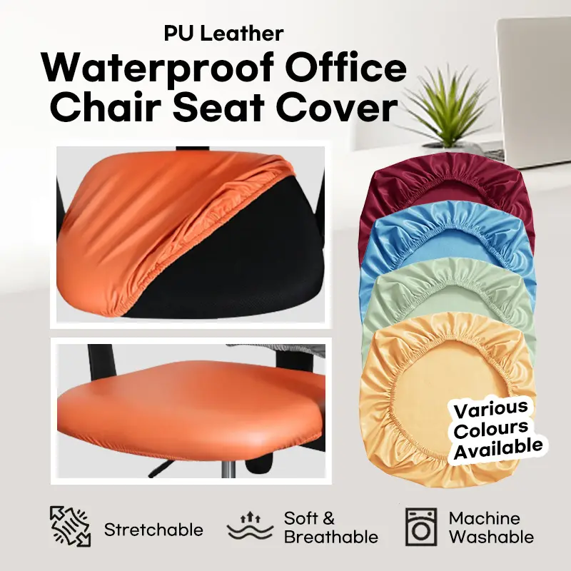Waterproof Office Chair Seat Cover PU Leather Chair Seat Cover Elastic Computer Chair Seat Cover