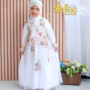 AKFAS - Gamis Anak Perempuan Brukat Tile Premium- Dress Muslim Anak Elegan Anggun Mewah