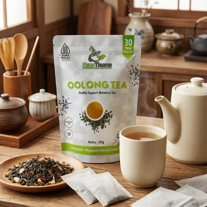 RAW TISANE Oolong Green Tea : Teh Hijau Oolong Isi 30 Tea Bag