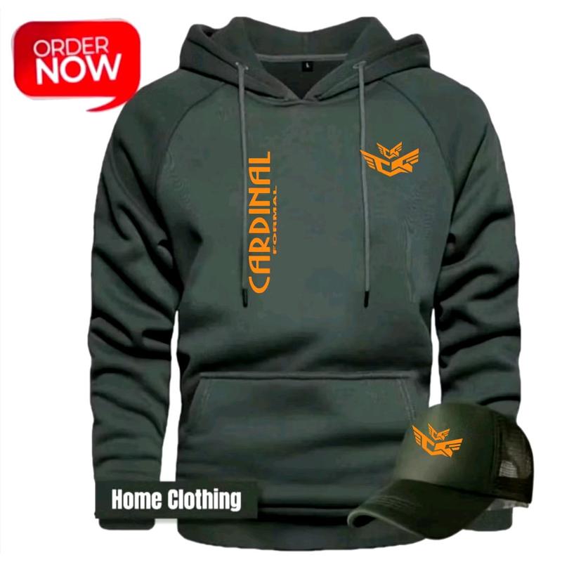 BONUS TOPI Terbaru !  Jaket Hoodie  Pria Wanita Terbaru - Hoodie Distro Pria Free Topi    Terbaru Print Oren 100% Cotton Fleece ( Bahan Tebal ) - Premium Quality Casual Lembut Nyaman 6