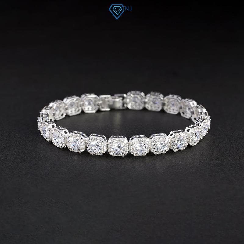  Lắc tay bạc nam tennis bản ngang 8mm đính đá cá tính LTA0208 - Trang Sức TNJ 