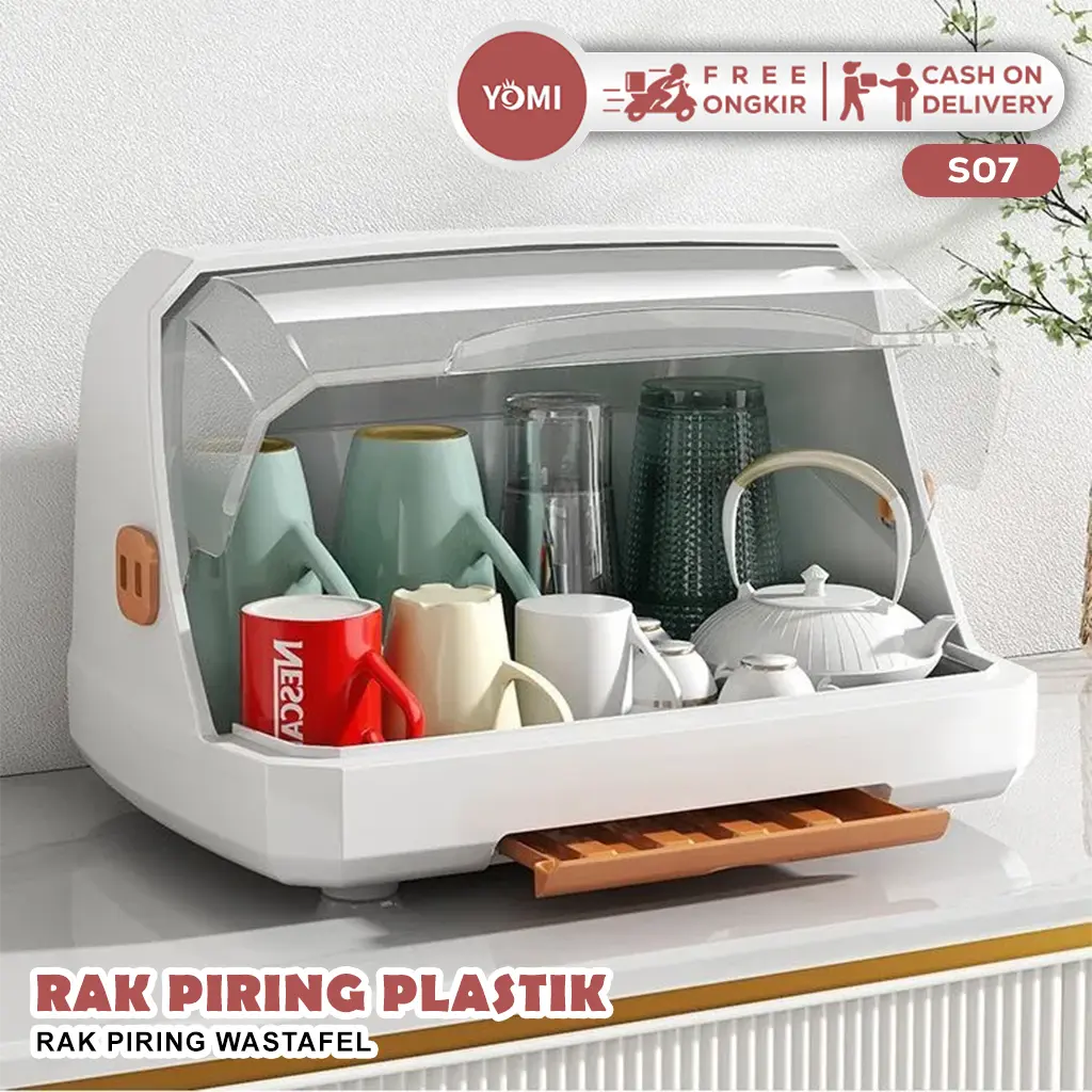 YOMI Rak piring Plastik S07/ Rak Pengering Botol Bayi / botol susu /Rak Cangkir / rak piring wastafel Penyimpanan