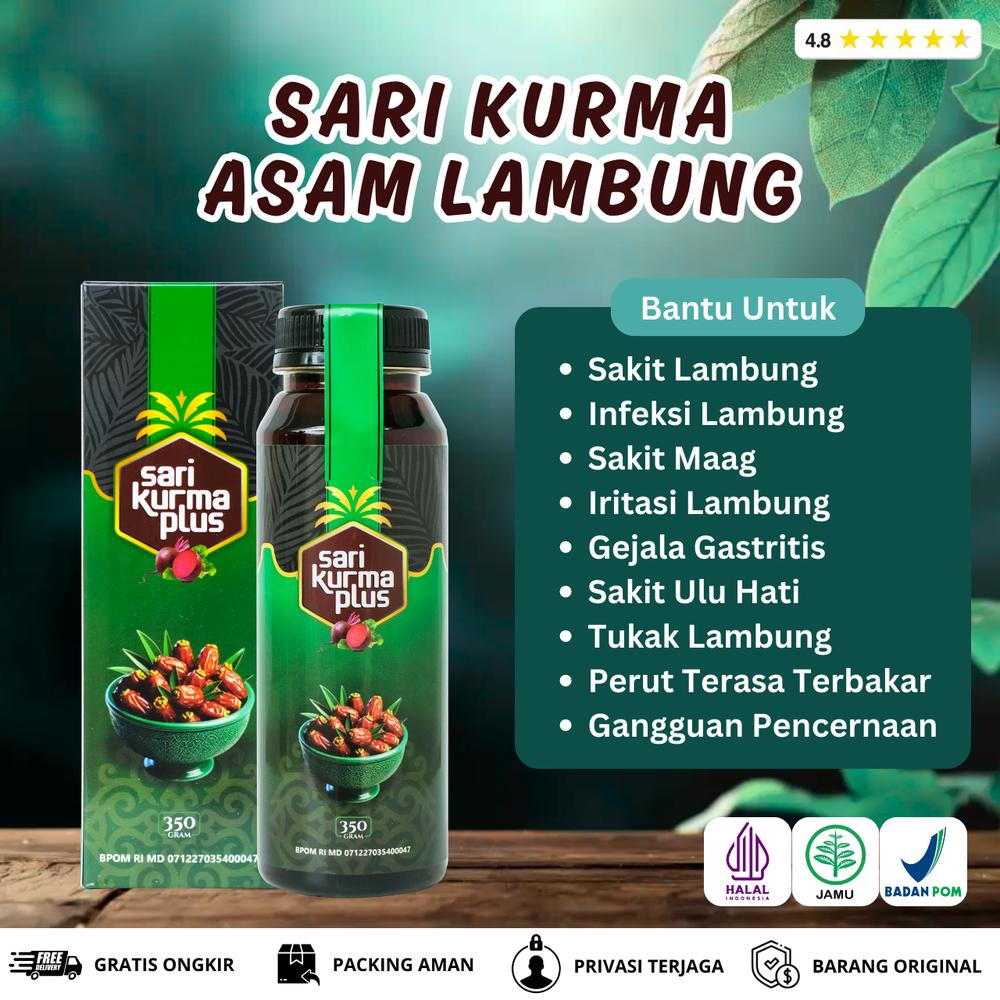 Sari Kurma Plus Cocok Untuk Pereda Asam Lambung Naik GERD Anxiety Tukak Lambung Infeksi Lambung - 1 Botol