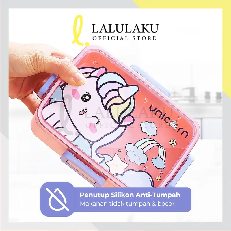 Lunch Box Anak TK SD Paud Kotak Bekal Karakter Unicorn Dino Panda Astronot 600ML 1200ML 4