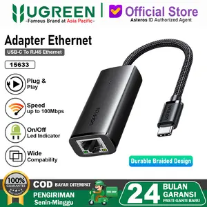 UGREEN USB C to LAN Adapter Ethernet RJ45 Network Speed 100Mbps 15633