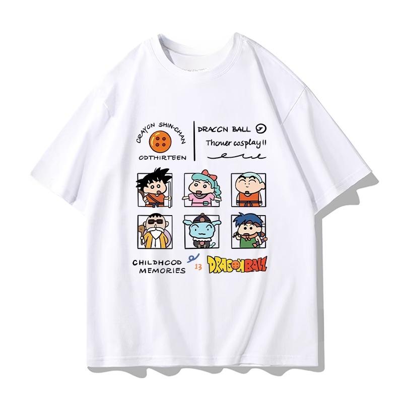 Áo Thun In Hình Hoạt Hình, Bộ Sưu Tập Mùa Hè Mới, 100% Cotton, Cổ Thuyền Trang Phục Cặp Đôi Hợp Xu hướng Áo Thun Thường Ngày Ngắn Tay 1