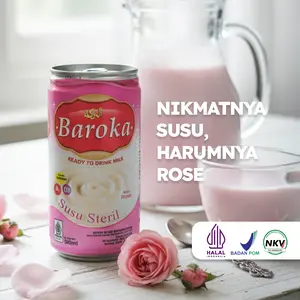 Baroka Susu Rose Mawar Steril 180ml Milk - Minuman Susu Unik & Menyegarkan dengan Aroma Mawar Harum & Lembut, Steril & Higienis, Sumber Nutrisi, Cocok Dikonsumsi Dingin