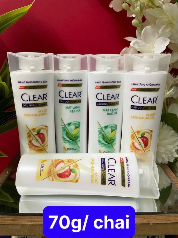 COMBO 5 Chai Dầu Gội Gồm : 2 Chai Cl ear Bạc Hà Mát Lạnh . Sạch Gàu Mượt Tóc 10x Siêu VITAMIN  Và 3 Chai Táo Sạch Gàu Hết Ngứa  70GAM/CHAI ! Hàng Khuyến Mãi