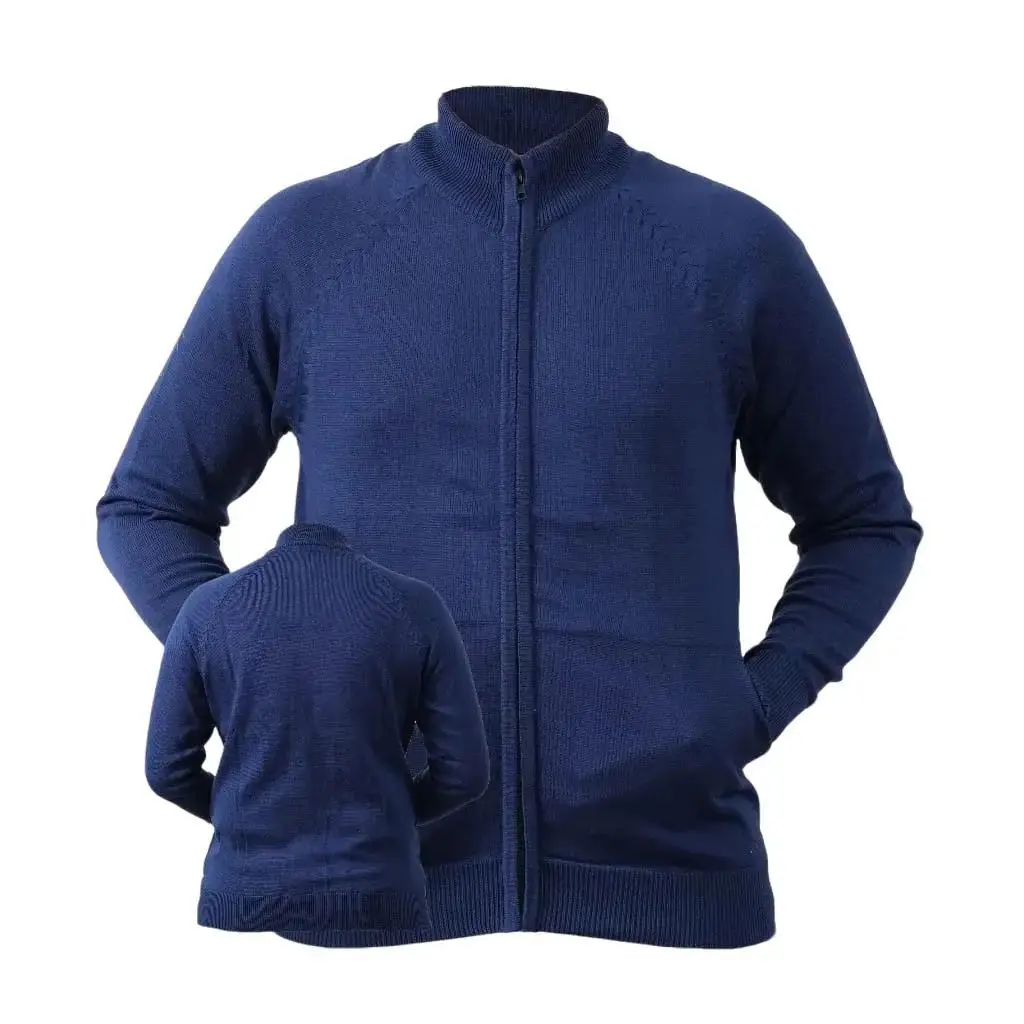 Forzie Sweater Rajut Pria Kerah Katun Knit Rajut Resleting Depan Baju Musim Dinggin Knit Korean Knitwear Hitam Cardigan Dewasa Panjang Lengan Atasan Tebal Kardigan