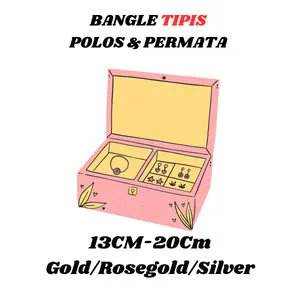 Swarna Jewelry Gelang Bangle Tipis Polos & Permata 13cm-20cm Silver Gold Rosegold Titanium Classy Elegant Tidak Mudah Berkarat Bracelets untuk Pria dan Wanita