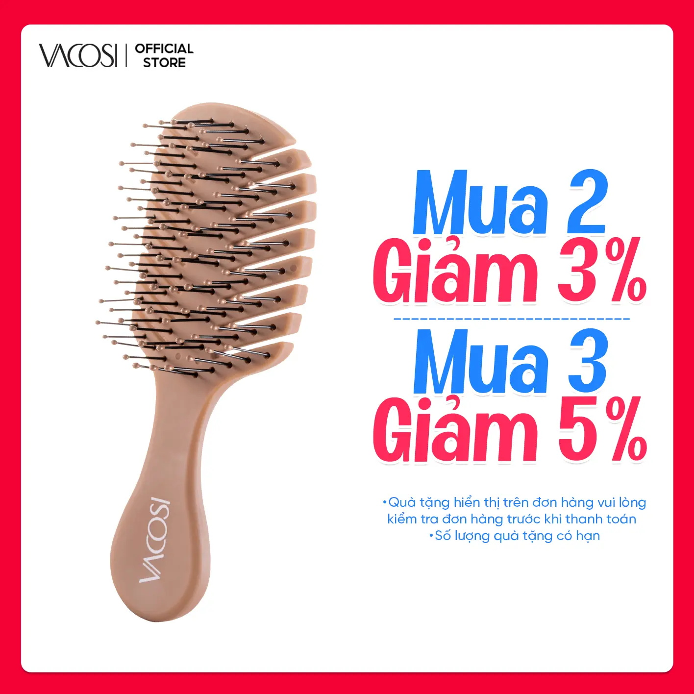 Lược Gỡ Rối Mini VACOSI – Hình Lá Nâu, Nhựa ABS Cao Cấp, Tiện Lợi, Nhỏ Gọn, C05