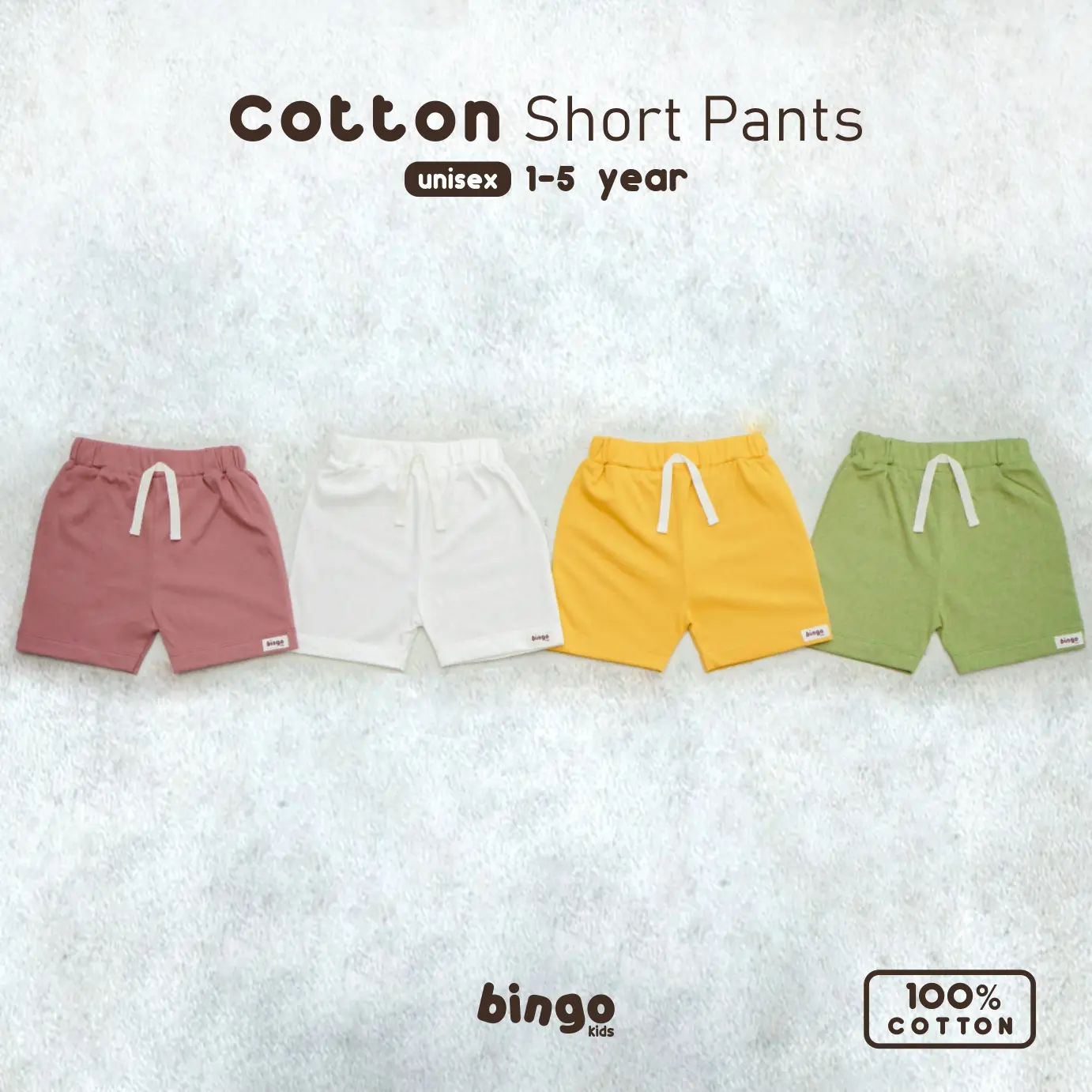 Cotton Short Pants Anak 1-5 Tahun Celana Pendek Anak Pastel Series