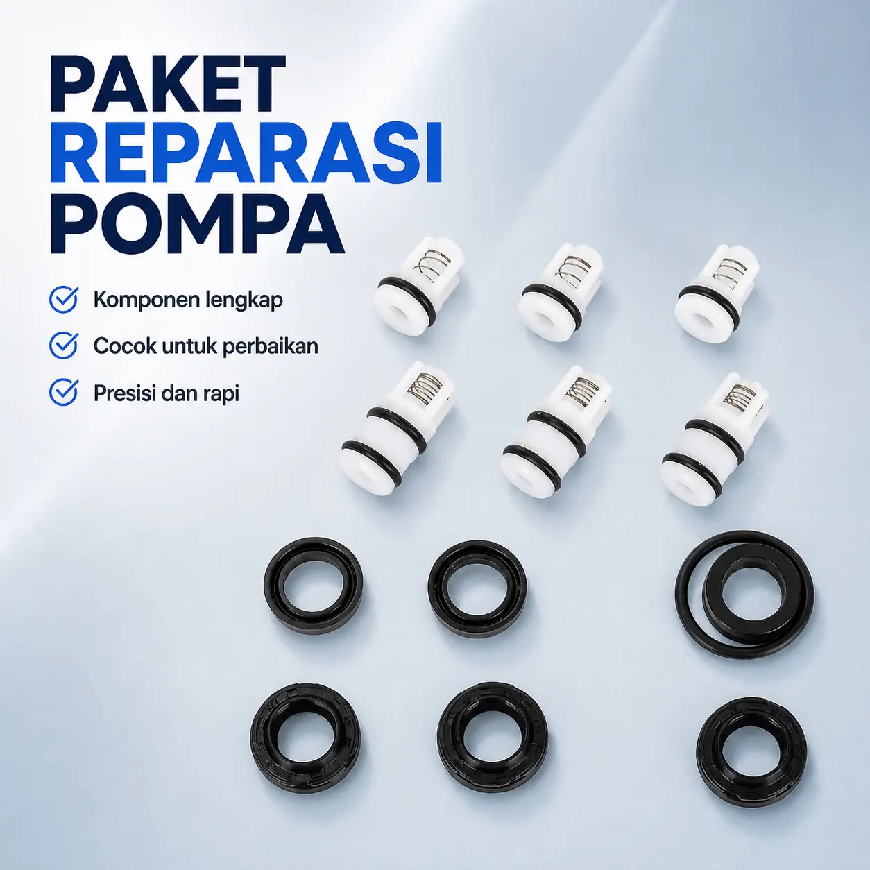 Kit Perbaikan Kepala Pompa Semprot Tangan dengan Ring Seal dan Katup untuk Servis Pompa Portabel Manual Set Pengganti Komponen Kepala Pompa