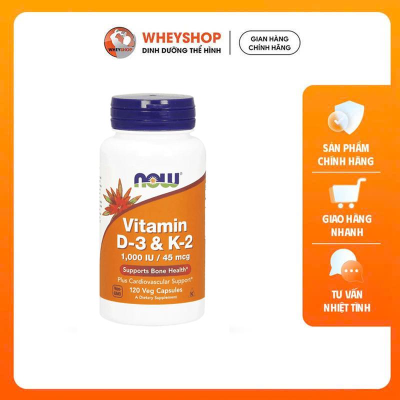 Viên uống cải thiện sức khỏe xương khớp Now Vitamin D3 K2 1.000IU/45mcg (120 viên) - WHEYSHOP HCM