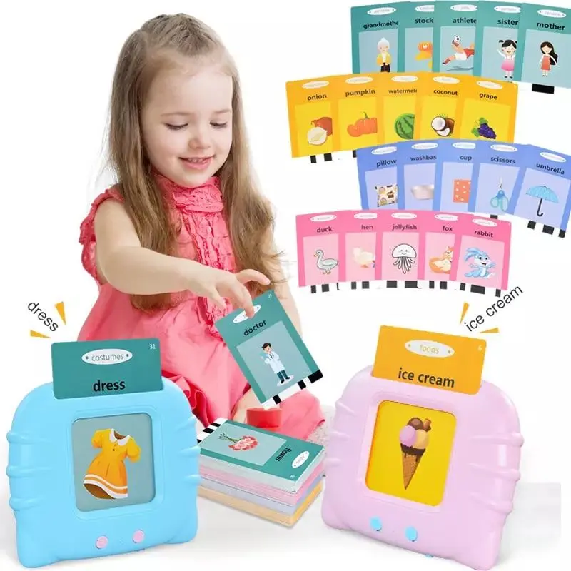 Montessori Flash Cards Reader Machine for Toddlers 2-6/Preschool Children English Audio Learning Devise/Educational Toys