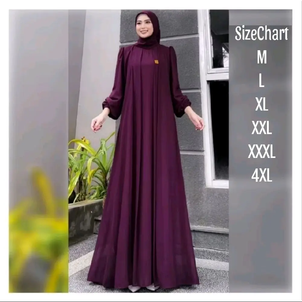 Gamis Cerutty Jumbo Ld 140 Wanita Remaja Simple Mewah Lebaran Terbaru 2025 Muslim