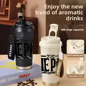 Tumbler One Piece Exclusive 500ml Stainless Steel 316 Simple & Stylish Portable Coffee Cup dengan Sedotan Botol Minum Botol Portable Tumbler Aesthetic